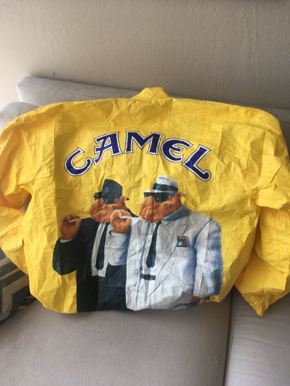 Joe Camel Vivid Ad Rain Jacket, Spun Vinyl Fabric, Full Zipper, Sz. XL